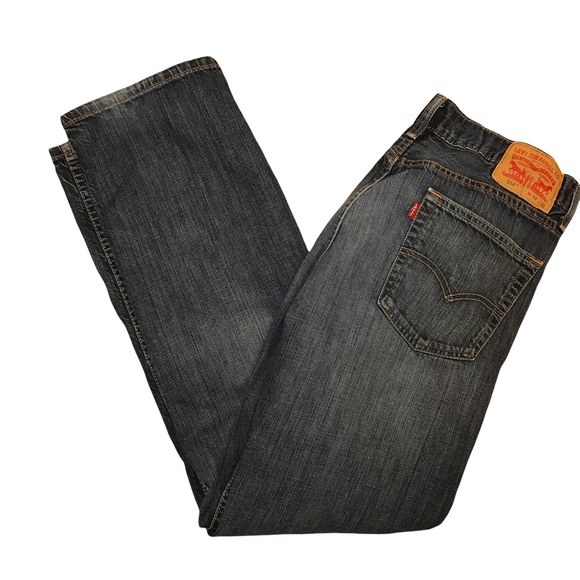 Levis 514 Mens 34x32 Jeans Straight Fit Medium Wash Whiskered Faded by Design. - Picture 3 of 13